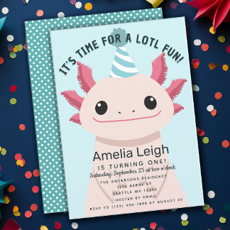 Niedlicher Axolotl Kids Alotl Fun Geburtstag Einladung