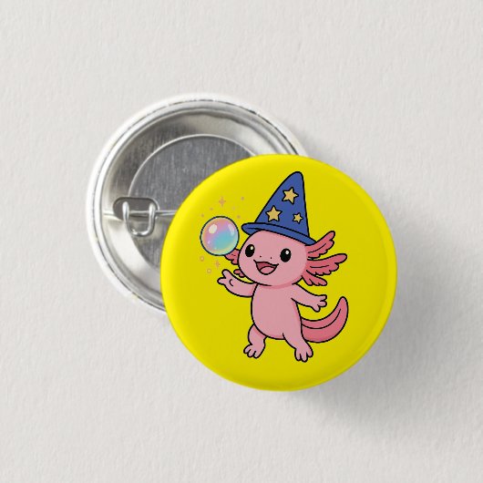 Niedlicher Axolotl Magician Button (Vorne & Hinten)