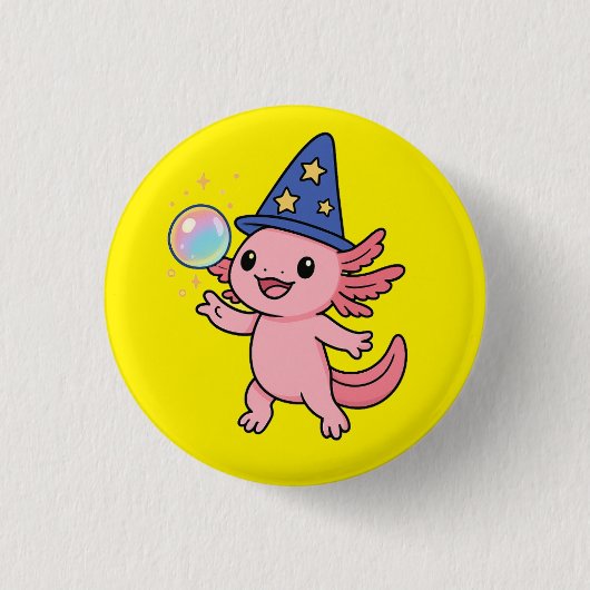 Niedlicher Axolotl Magician Button (Vorderseite)