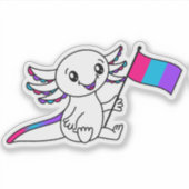 Niedlicher Axolotl mit Androgyne-Pride-Flag LGBTQ+ Aufkleber (Vorderseite)
