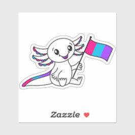 Niedlicher Axolotl mit Androgyne-Pride-Flag LGBTQ+ Aufkleber