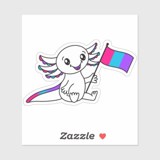 Niedlicher Axolotl mit Androgyne-Pride-Flag LGBTQ+ Aufkleber (Blatt)