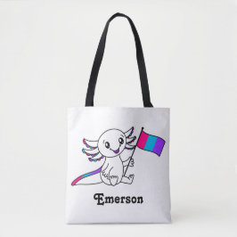 Niedlicher Axolotl mit Androgyne-Pride-Flag LGBTQ+ Tasche