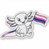 Niedlicher Axolotl mit dem Genderfluid-Pride-Flag Aufkleber (Vorderseite)