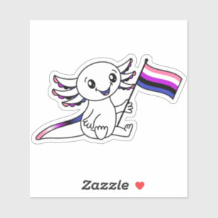 Niedlicher Axolotl mit dem Genderfluid-Pride-Flag  Aufkleber