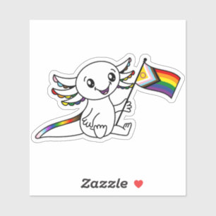 Niedlicher Axolotl mit Intersex Quasar Pride Flag Aufkleber