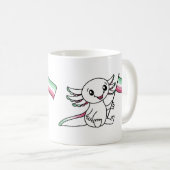 Niedlicher Axolotl mit LGBTQ+-Flag für den abrosex Kaffeetasse (VorderseiteRechts)