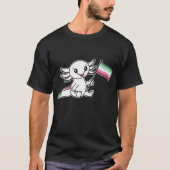 Niedlicher Axolotl mit LGBTQ+-Flag für den abrosex T-Shirt (Vorderseite)