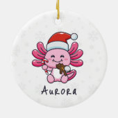 Niedlicher Axolotl mit Weihnachtsmannmütze & Candy Keramik Ornament (Hinten)