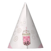 Niedlicher Axolotl Rosa Boba Tea Girl's Birthday Partyhütchen (Rückseite)
