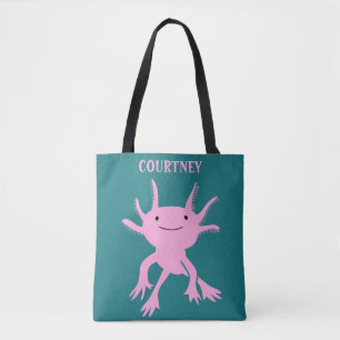 Niedlicher Axolotl Rosa Salamander Personalisiert Tasche