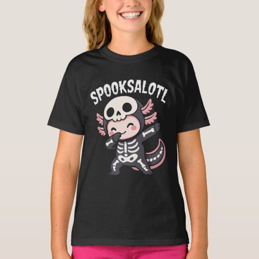 Niedlicher Axolotl Skeleton Halloween Geschenk Spo T-Shirt (Vorderseite)