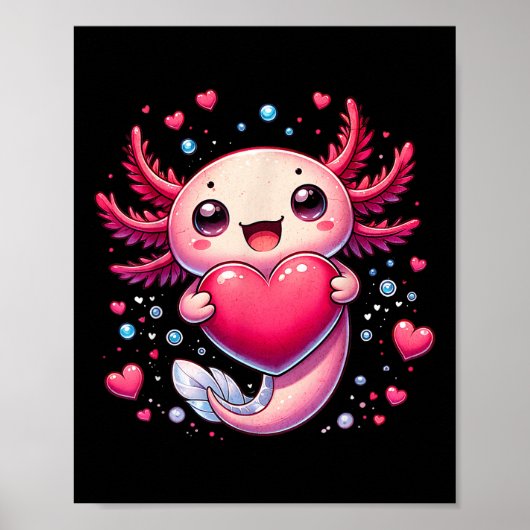 Niedlicher Axolotl Valentinstag für Mädchen Kinder Poster (Vorne)