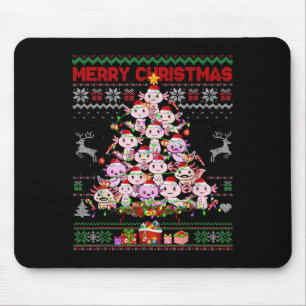 Niedlicher Axolotl Weihnachtsbaum Ugly Sweater Kin Mousepad
