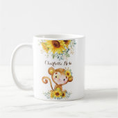 Niedlicher Baby-Affe Boho Wasserfarbe Sonnenblumen Kaffeetasse (Links)