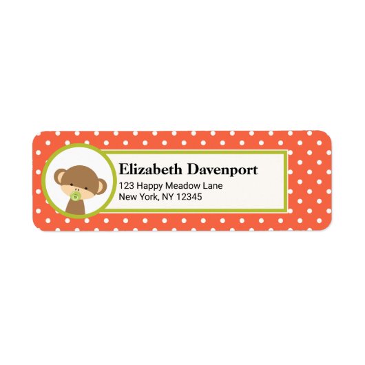 Niedlicher Baby-Affe mit Schnuller auf Polka Dots (Vorne)