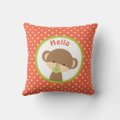 Niedlicher Baby-Affe mit Schnuller auf Polka Dots Kissen (Rückseite)