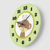 Niedlicher Baby-Affe mit Schnuller-Sprichwort Hall Große Wanduhr (Winkel)