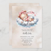 Niedlicher Baby-Bär | Babydusche mit Wasserfarbe Einladung (Vorne/Hinten)