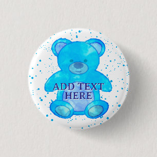 Niedlicher Baby-Bär in blau-individuellem Text Button