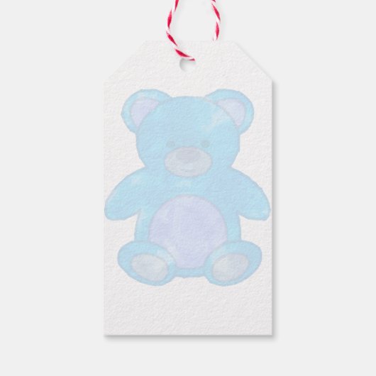 Niedlicher Baby-Bär in blau-individuellem Text Geschenkanhänger (Rückseite)