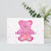 Niedlicher Baby Bär in rosa Custom Vielen Dank Dankeskarte (Stehend Vorderseite)