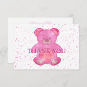 Niedlicher Baby Bär in rosa Custom Vielen Dank Dankeskarte (Vorne/Hinten)