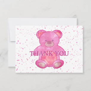Niedlicher Baby Bär in rosa Custom Vielen Dank Dankeskarte