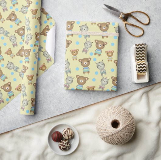 Niedlicher Baby-Bär und Zebra Geschenkpapier (Basteln)