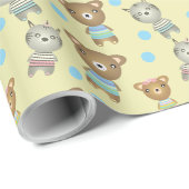 Niedlicher Baby-Bär und Zebra Geschenkpapier (Rolleneckpunkt)