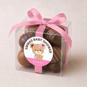 Niedlicher Baby Bear Baby Shower Sticker (Pink)