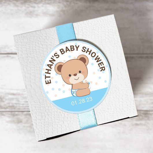 Niedlicher Baby Bear Baby Shower Sticker (Pink)