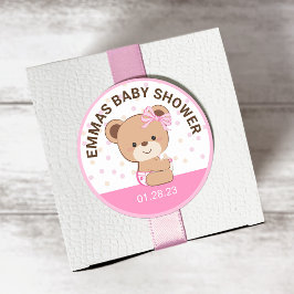 Niedlicher Baby Bear Baby Shower Sticker (Pink)