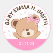 Niedlicher Baby Bear Baby Shower Sticker (Pink) (Vorderseite)