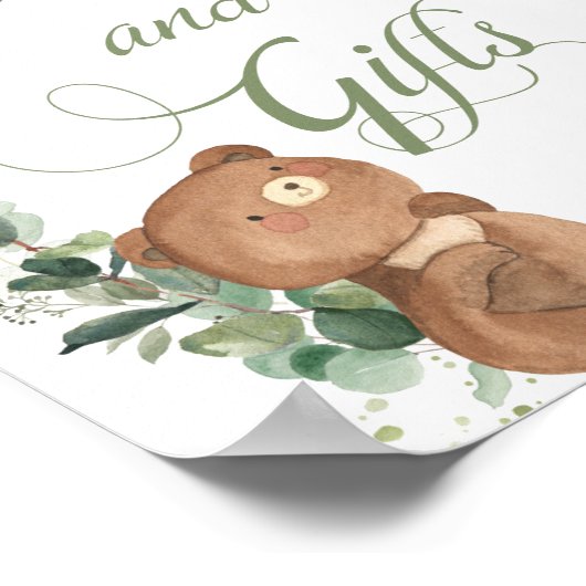 Niedlicher Baby Bear Eukalyptus Grüne Karten und G Poster (Ecke)