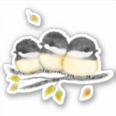 Niedlicher Baby Bird 3 Chickadee auf Baumzweig Aufkleber (Vorderseite)