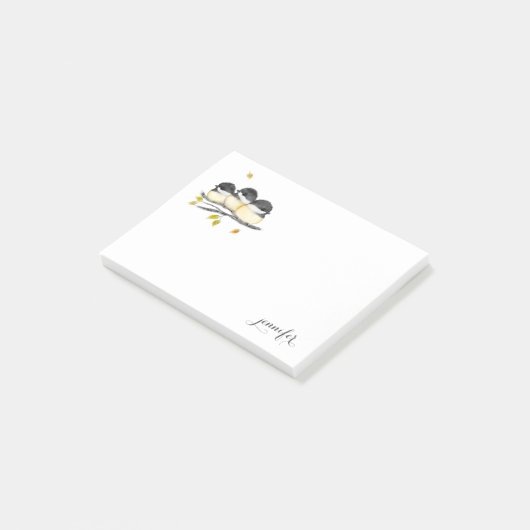 Niedlicher Baby Bird 3 Chickadee auf Baumzweig Post-it Klebezettel (angewinkelt)