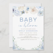 Niedlicher Baby Blue Baby in Bloom Baby Dusche Einladung (Vorderseite)