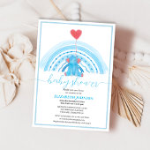 niedlicher Baby-Blue-Elefant mit Regenbogen-Babydu Einladung