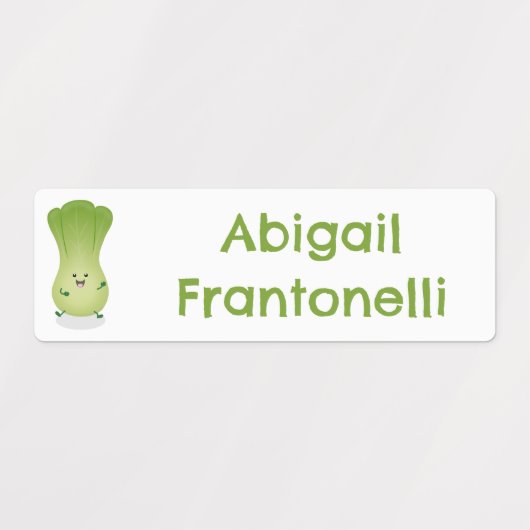 Niedlicher Baby Bok Choke Cartoon personalisiertes Etiketten (Design 1)