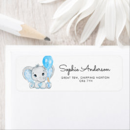 Niedlicher Baby Boy Elephant mit Ballon-Adresse