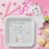 Niedlicher Baby Boy Elephant und Balloon Wassercol Pappteller (Party)