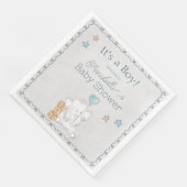Niedlicher Baby Boy Elephant und Balloon Wassercol Serviette (Ecke)