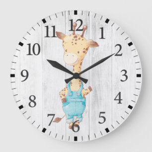 Niedlicher Baby Boy Giraffe Wall Clock Große Wanduhr