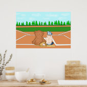 Niedlicher Baby-Boy in Baseballkappe neben Teddy B Poster (Küche)