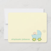 Niedlicher Baby Boy in Blue Pram Whimsical Baby Du Dankeskarte (Vorderseite)