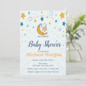 Niedlicher Baby Boy, Stars Babydusche Einladung (Stehend Vorderseite)