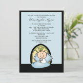 Niedlicher Baby Boy Taufe Christening Einladung (Stehend Vorderseite)