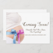 Niedlicher Baby-Bump mit Ribbons kommt bald Schwan Ankündigung (Vorne/Hinten)