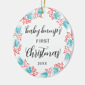 Niedlicher Baby-Bump's First Christmas Holly Keramik Ornament (Links)